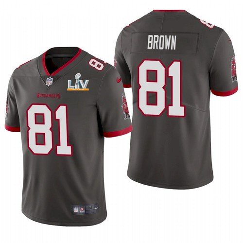 Men's Tampa Bay Buccaneers #81 Antonio Brown Grey NFL 2021 Super Bowl LV Limited Stitched Jersey